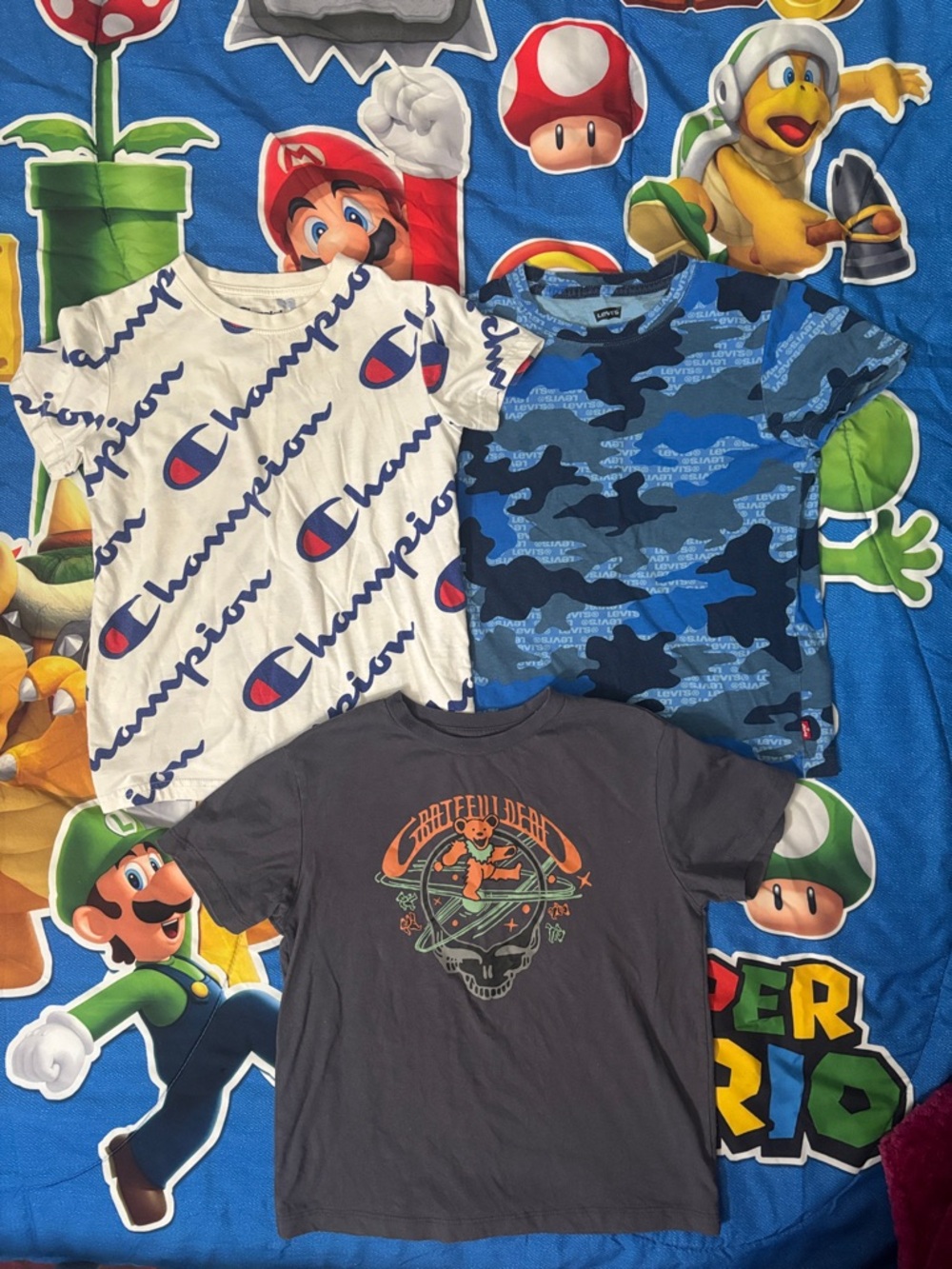3/$25Champion White Tee with Blue Script Kids Short Sleeve